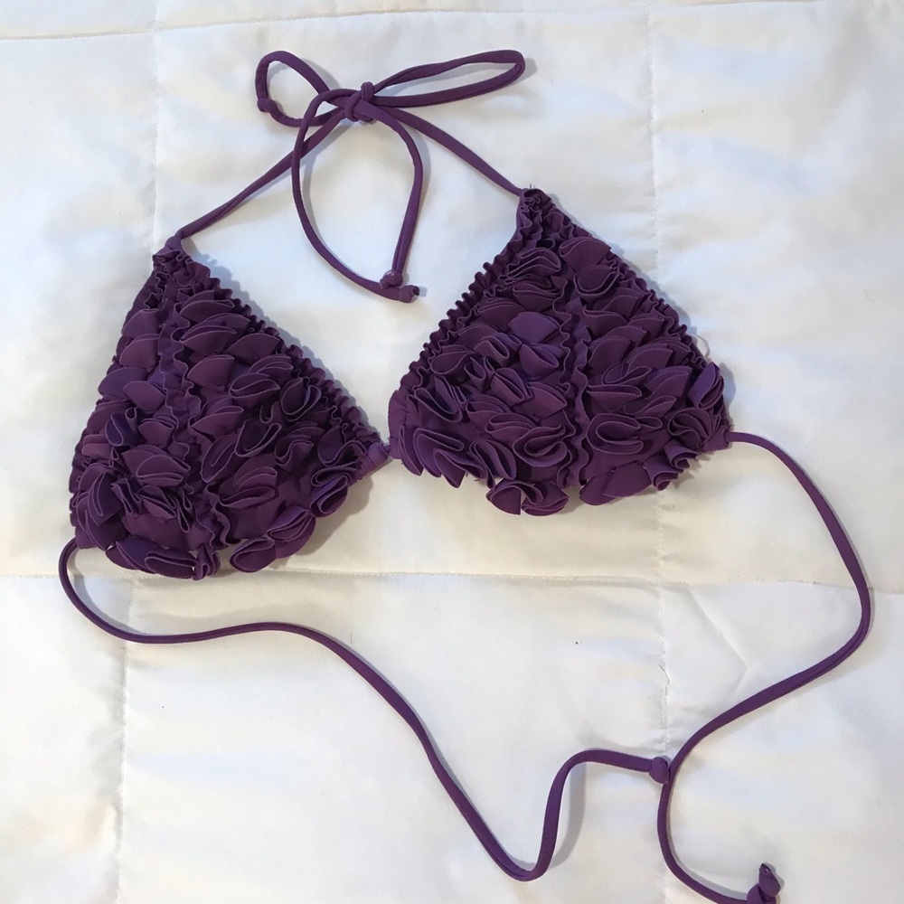 Purple Ruffle Bikini Top
